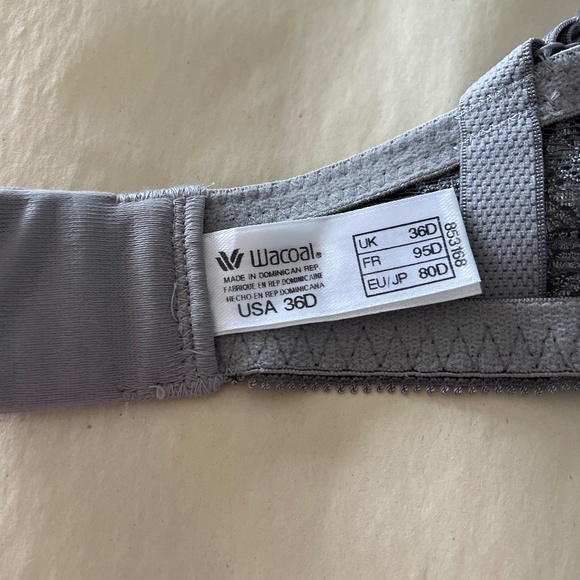 NWT WACOAL Absolute Elegance Contour Underwire Bra 853168 Gray & Silver 36D - Picture 8 of 8